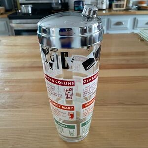 Cocktail Shaker with Recipe Guide - Silver and Multicolor